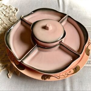 Rio Grande Woodenware Dallas Texas Fitted 7 Piece Ceramic Wooden Lazy Susan